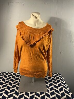 Joseph A Orange Ruffle Knit Top